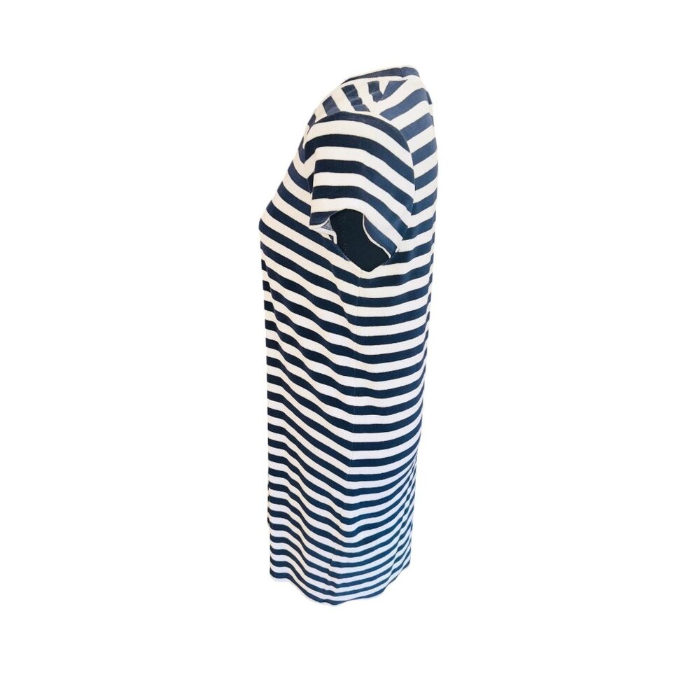 Madewell Striped Velour Terry Cloth Nautical T-Shirt Dress Navy White Cotton M - Picture 6 of 10